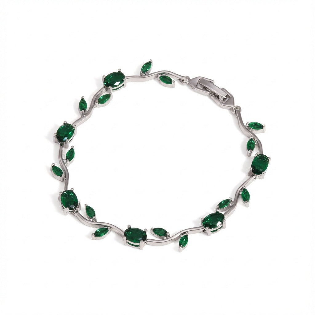 Green Copper Inlaid Zircon Light Luxury High-grade Bracelet