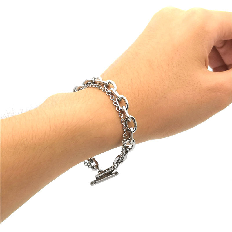 Women's & Men's Batch Angle O-shaped Stitching Titanium Steel Bracelet
