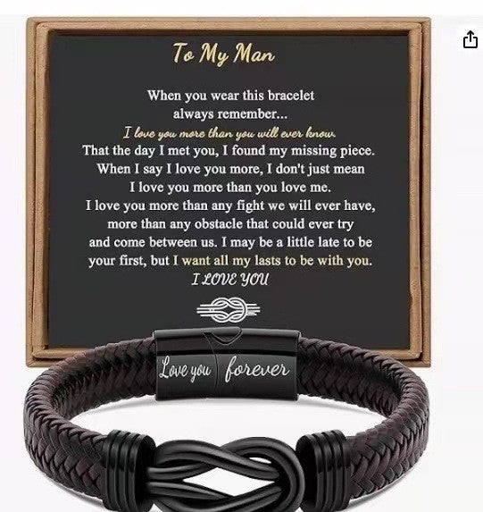 Men's Stainless Steel Lettering For Free Son Magnetic Bracelets