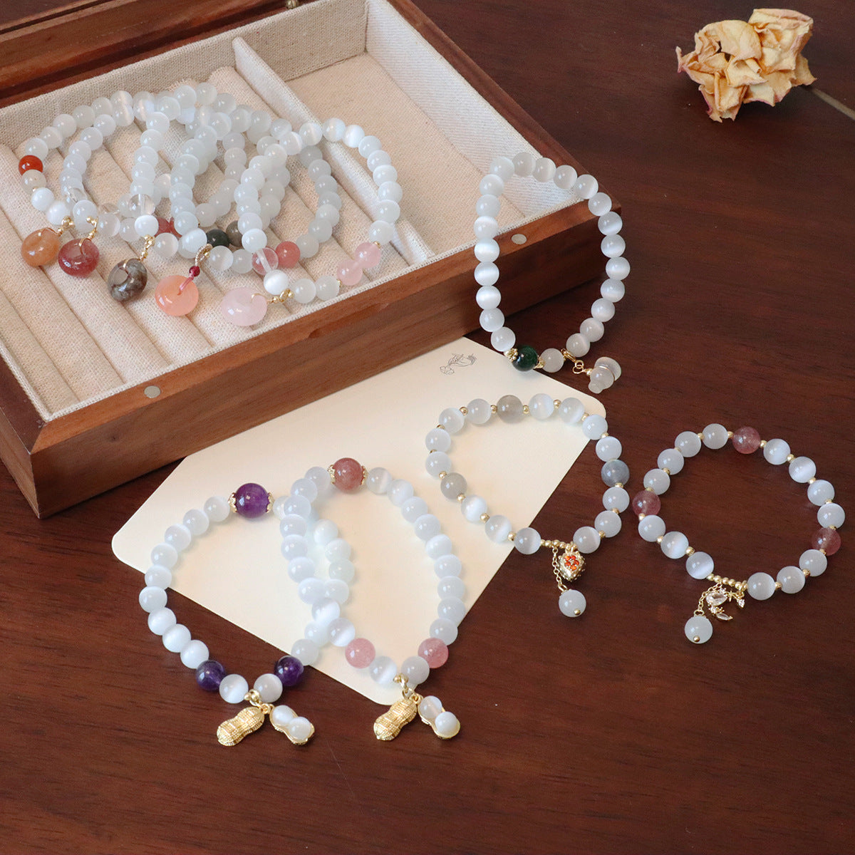 Opal Peace Buckle Beaded National Fashion Chinese Style Design Bead Bracelets