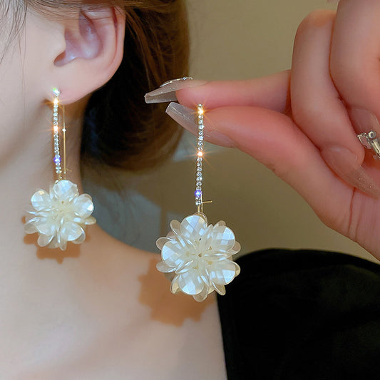Women's Acrylic Flower Long Ear Hook Niche Earrings