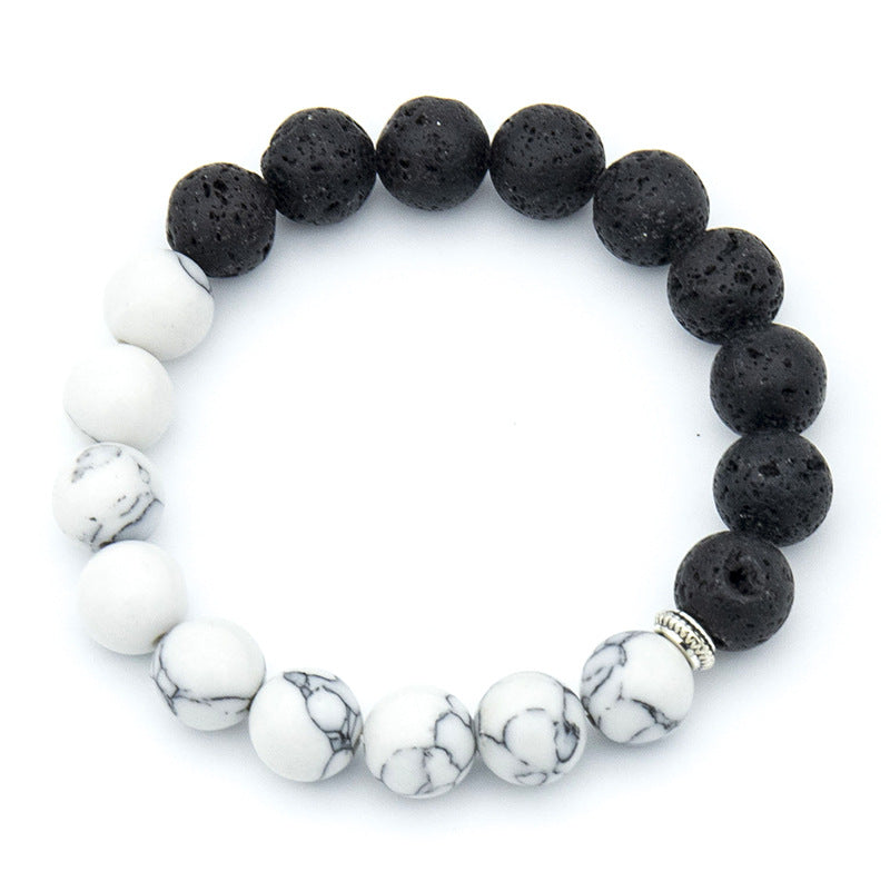 Handmade Beaded High Elasticity Black White Bracelets