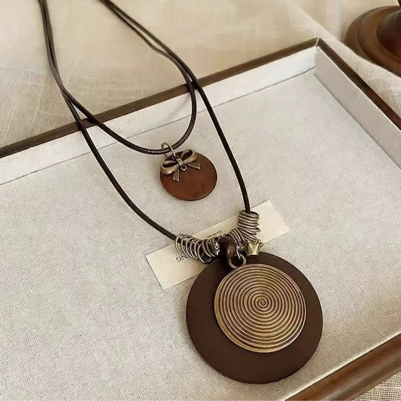 Women's Chinese Zen Retro Long Feather Bohemian Ethnic Style Double Layer Necklaces