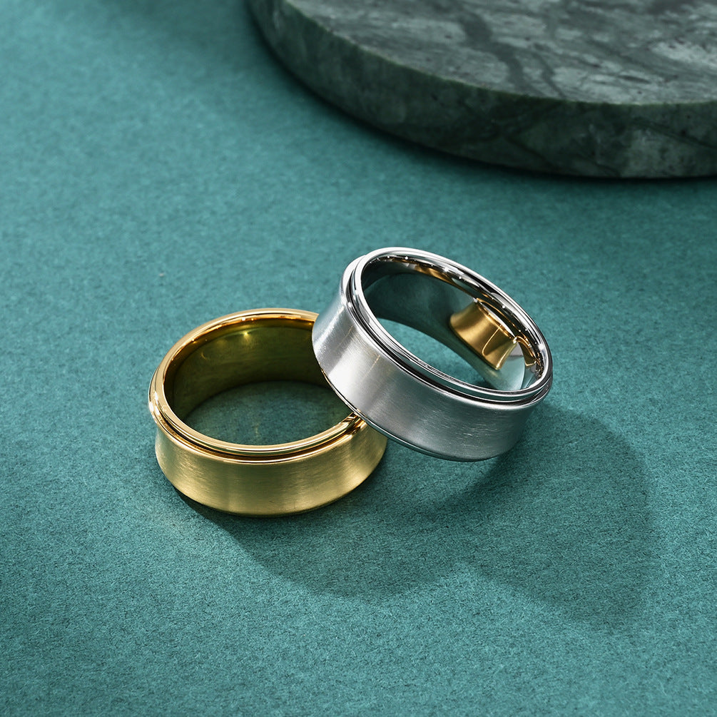 Men's Trendy Titanium Steel Lucky Concave Inner Ring