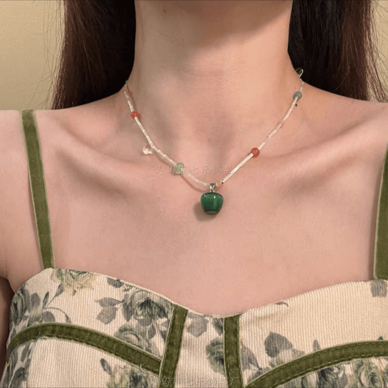 Wine Red Vintage Flower Crystal Clavicle Necklaces