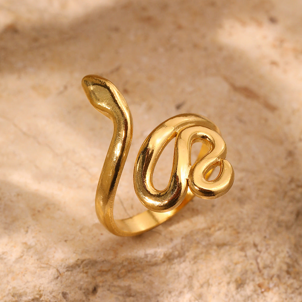 Women's Geometry Pattern Chain Cross Open Gold-plated Stainless Ring