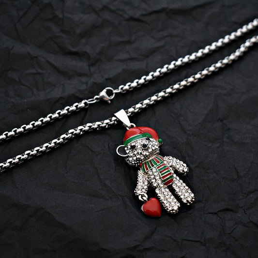 Women's & Men's Cute Diamond Bear For Trendy Cool Necklaces