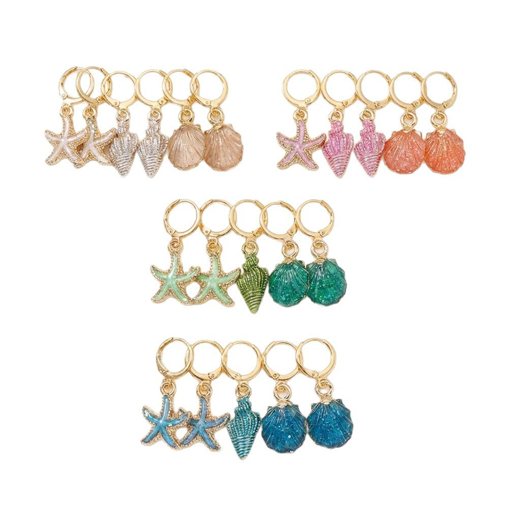 Summer Drop Oil Glitter Marine Female Ear Earrings