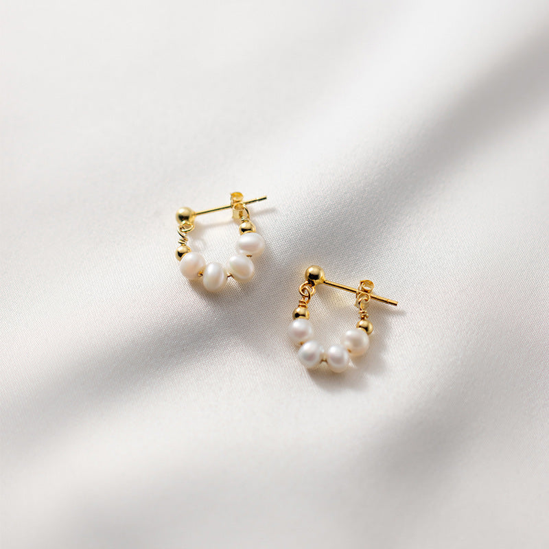 Short Summer Pearl Retro Style Temperament Earrings