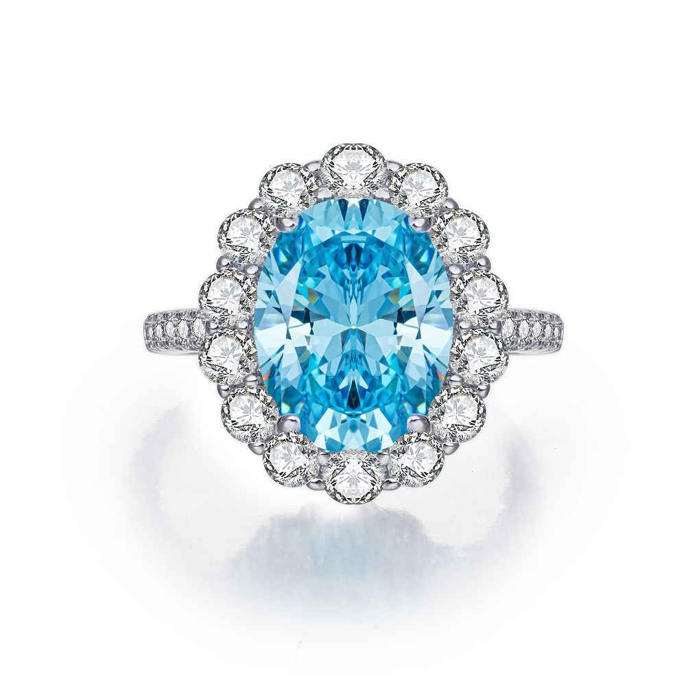 Sterling Sier Diamond Inlaid Zircon Colored Rings