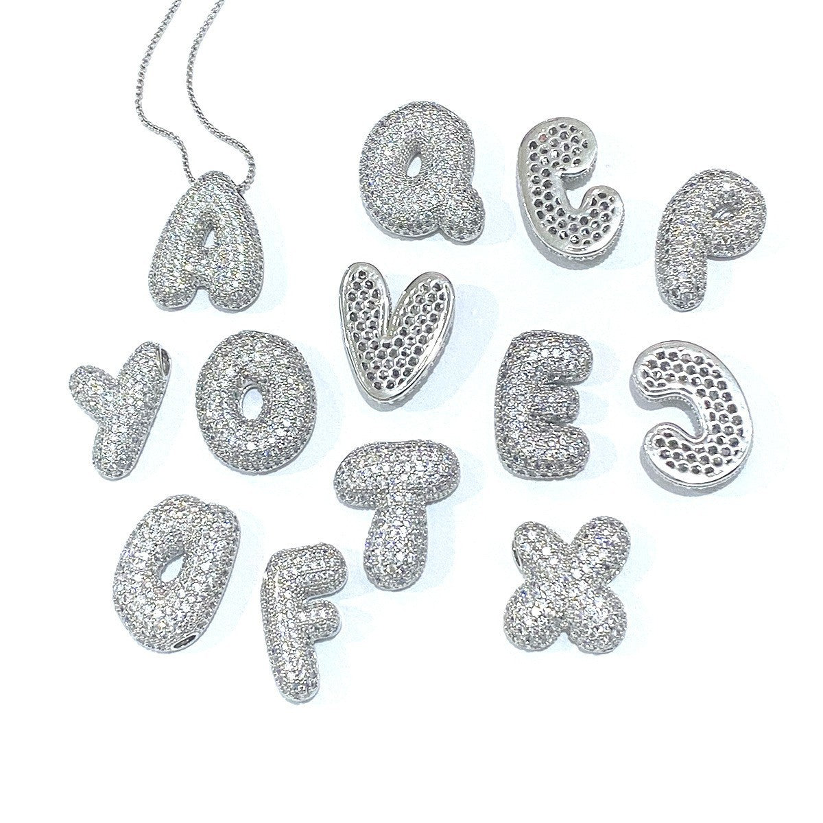 Hip Hop Sier Chubby Letter Letters Necklaces