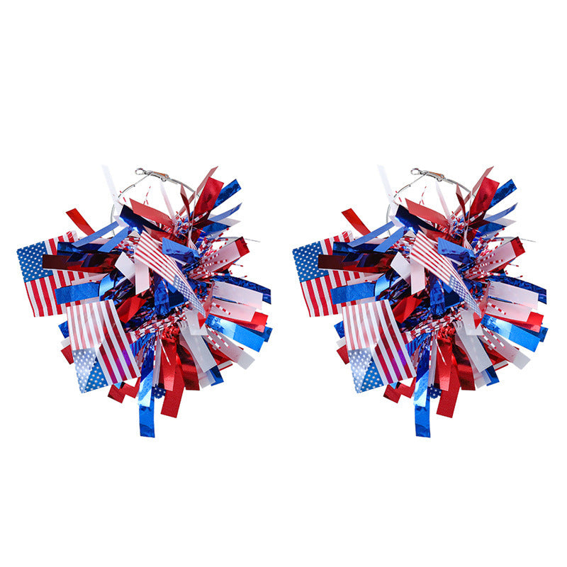 Red White Blue Bright Silk Exaggerated Personalized Holiday Atmosphere Earrings