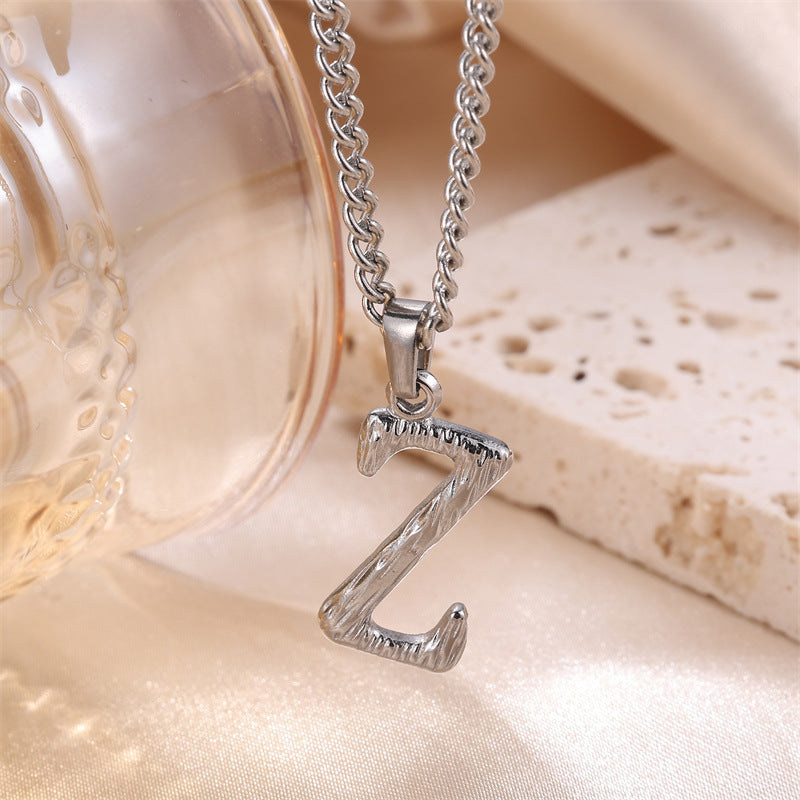 Textured Letters Design Sense Elegant Simple Necklaces