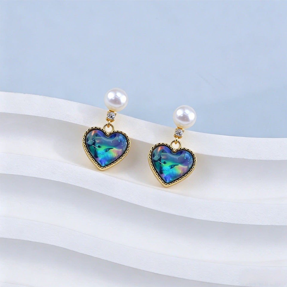 Abalone Natural Freshwater Pearl Ear Eardrops Sier Needle Stud Earrings