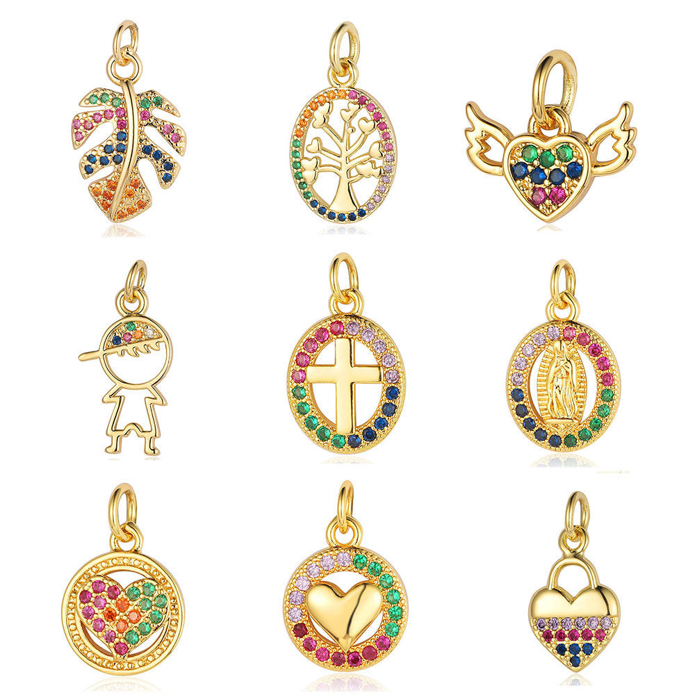 Cross Virgin Copper Zircon Boy Ornament Accessories Pendants