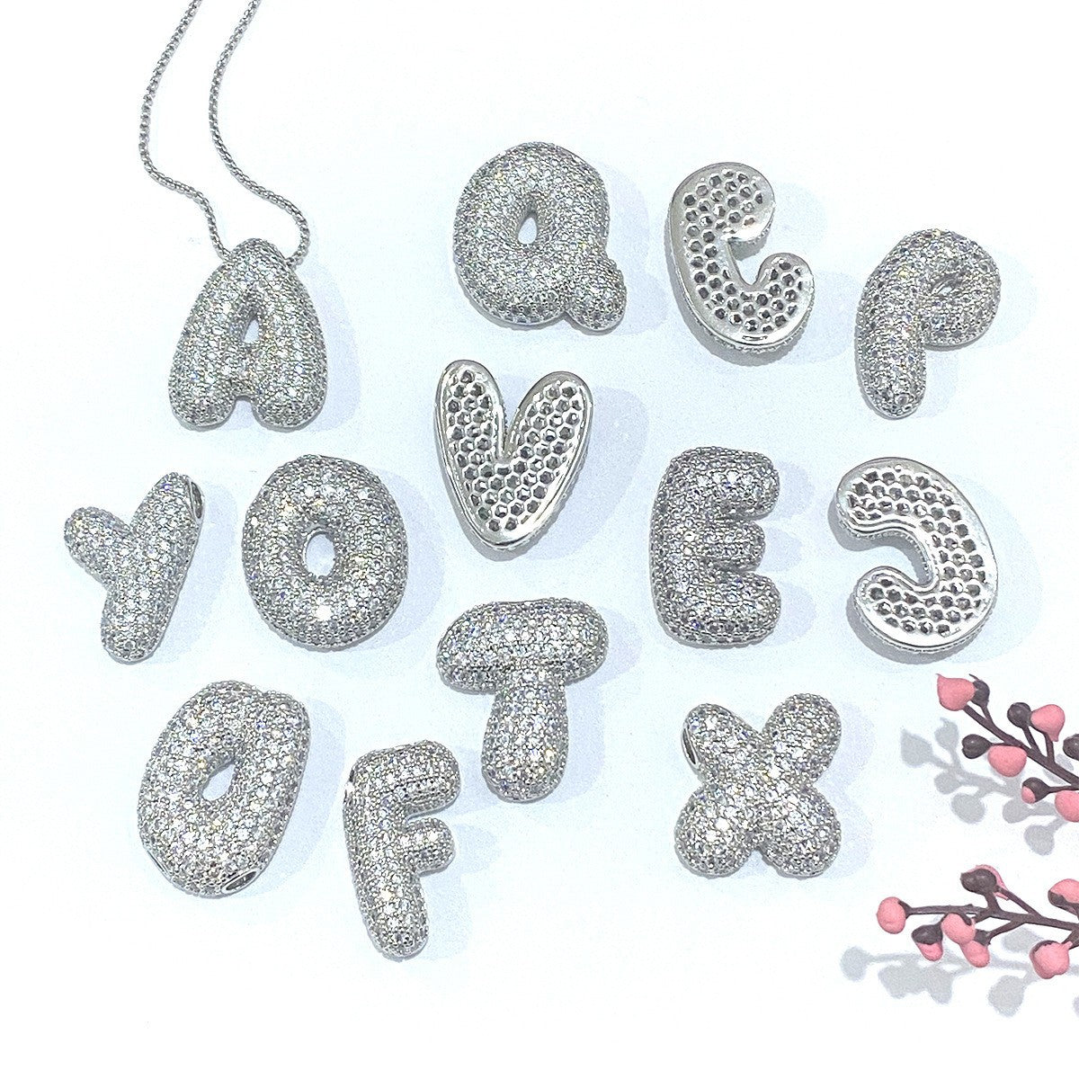 Hip Hop Sier Chubby Letter Letters Necklaces