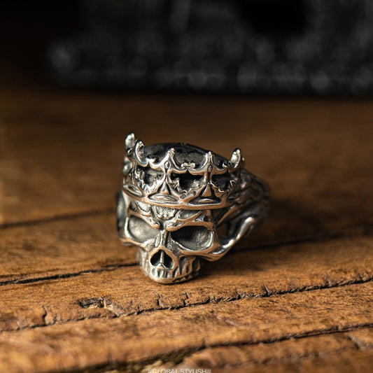Women's & Men's Monarch Dark Palace Skull Retro Distressed Ring