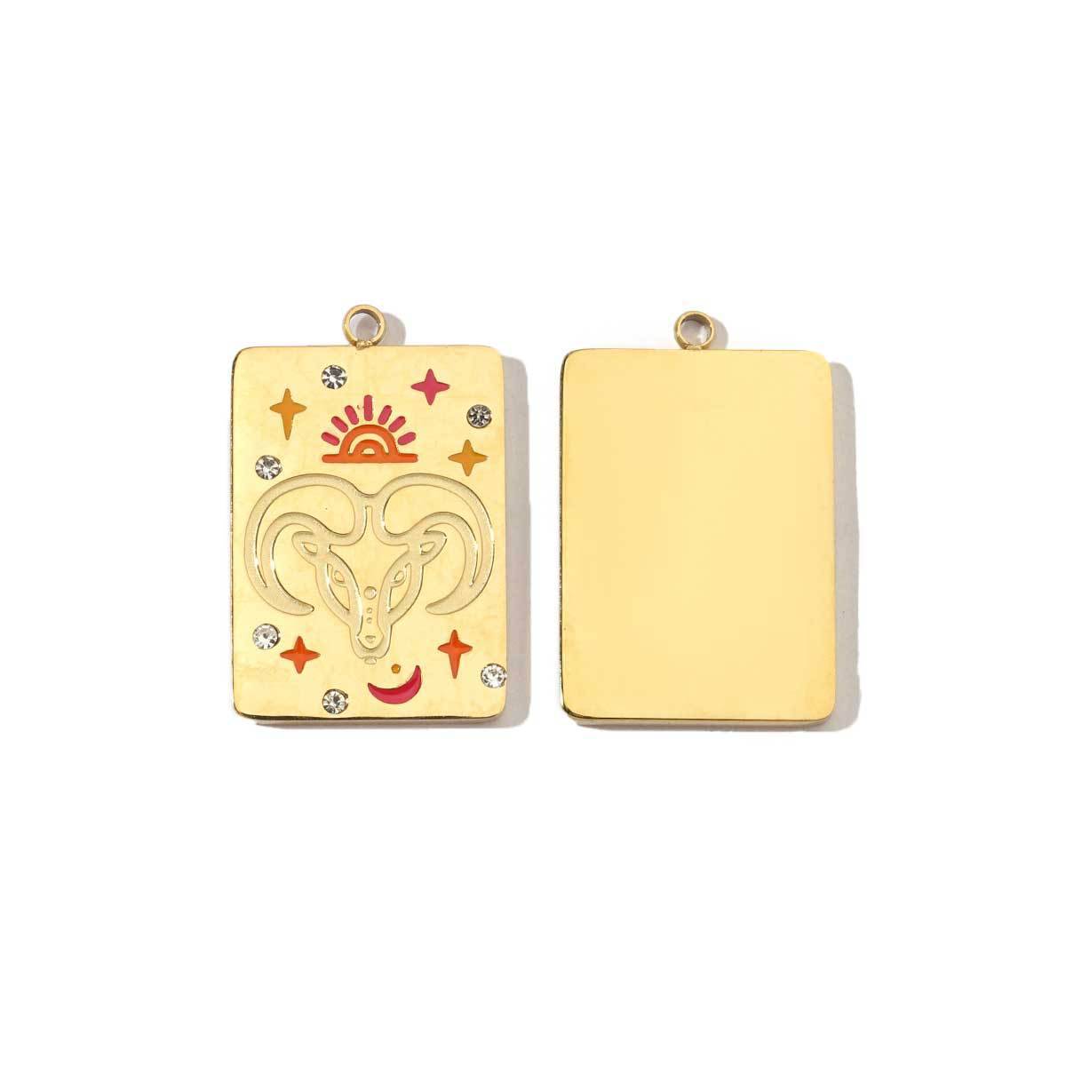 Real Gold Constellation Square Colorful Crystals Pendants