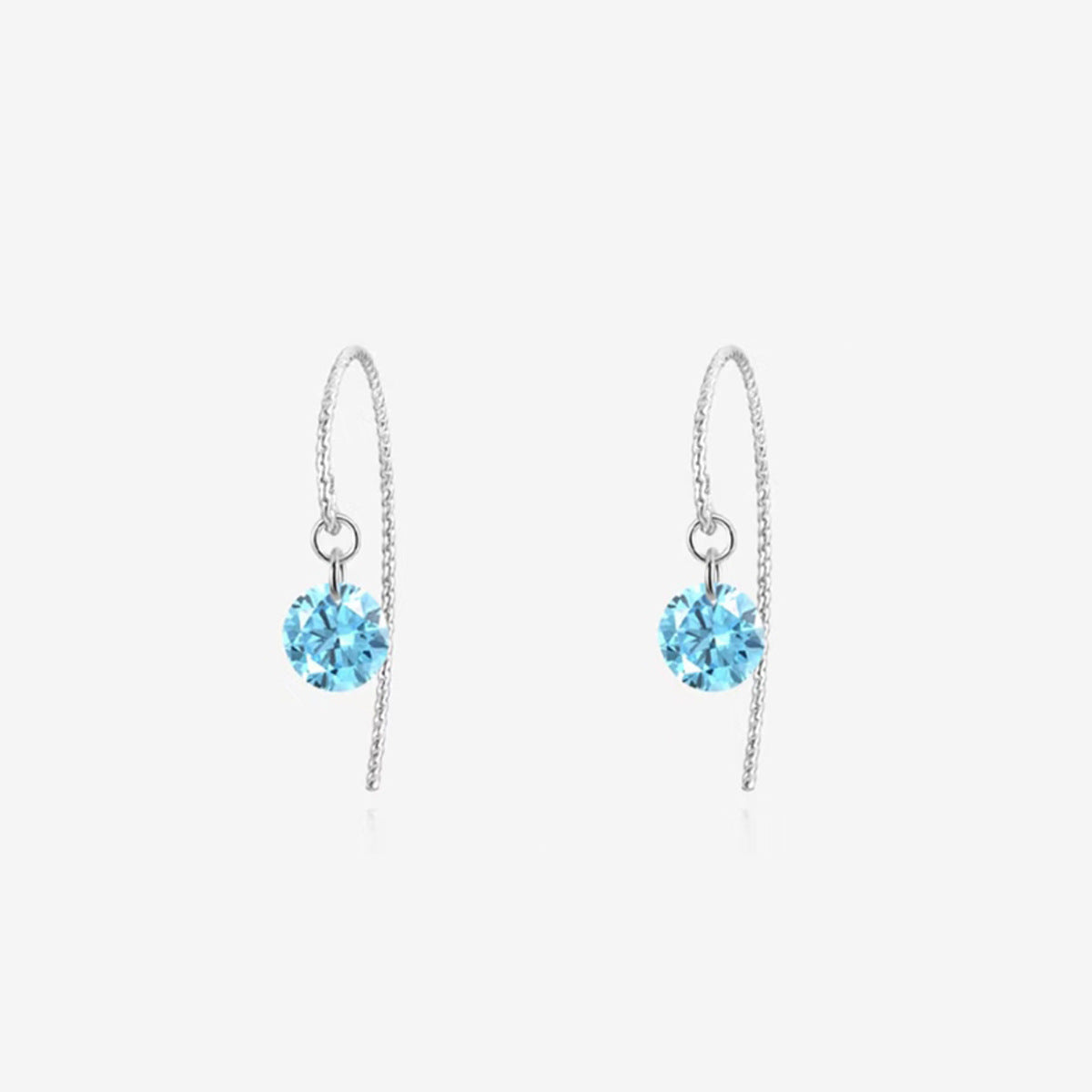 Women's Daily Leisure Blue Zircon Ear Thread Light Luxury Minority Design Rings