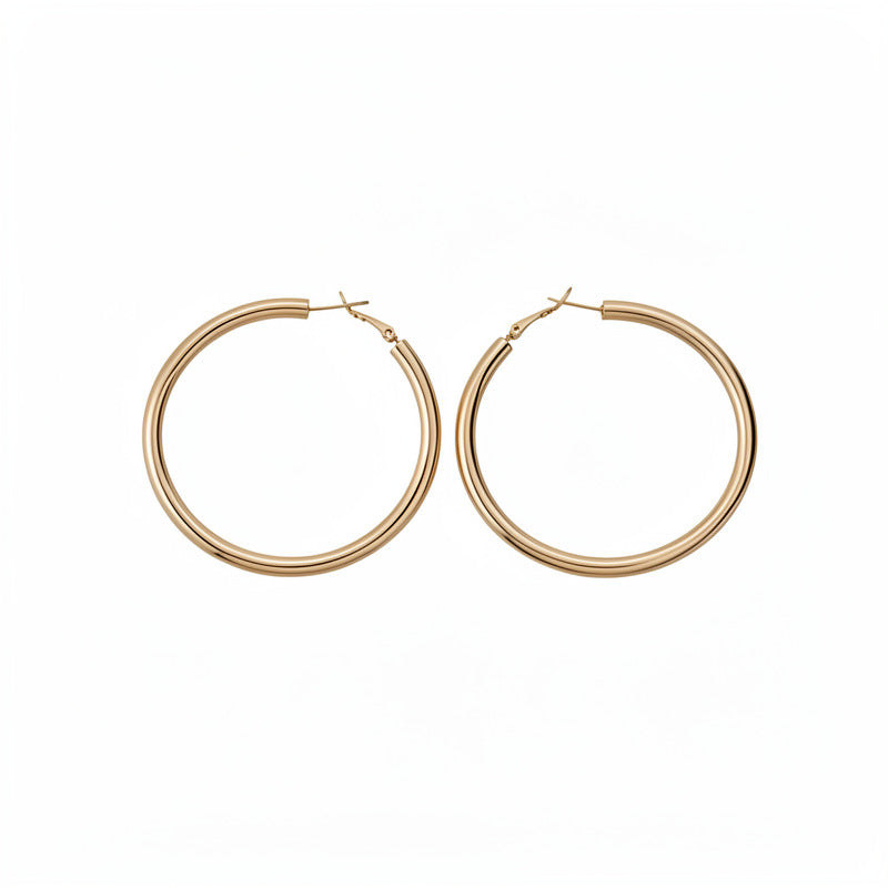 Metallic Round Sier Pin Ear Simple Earrings