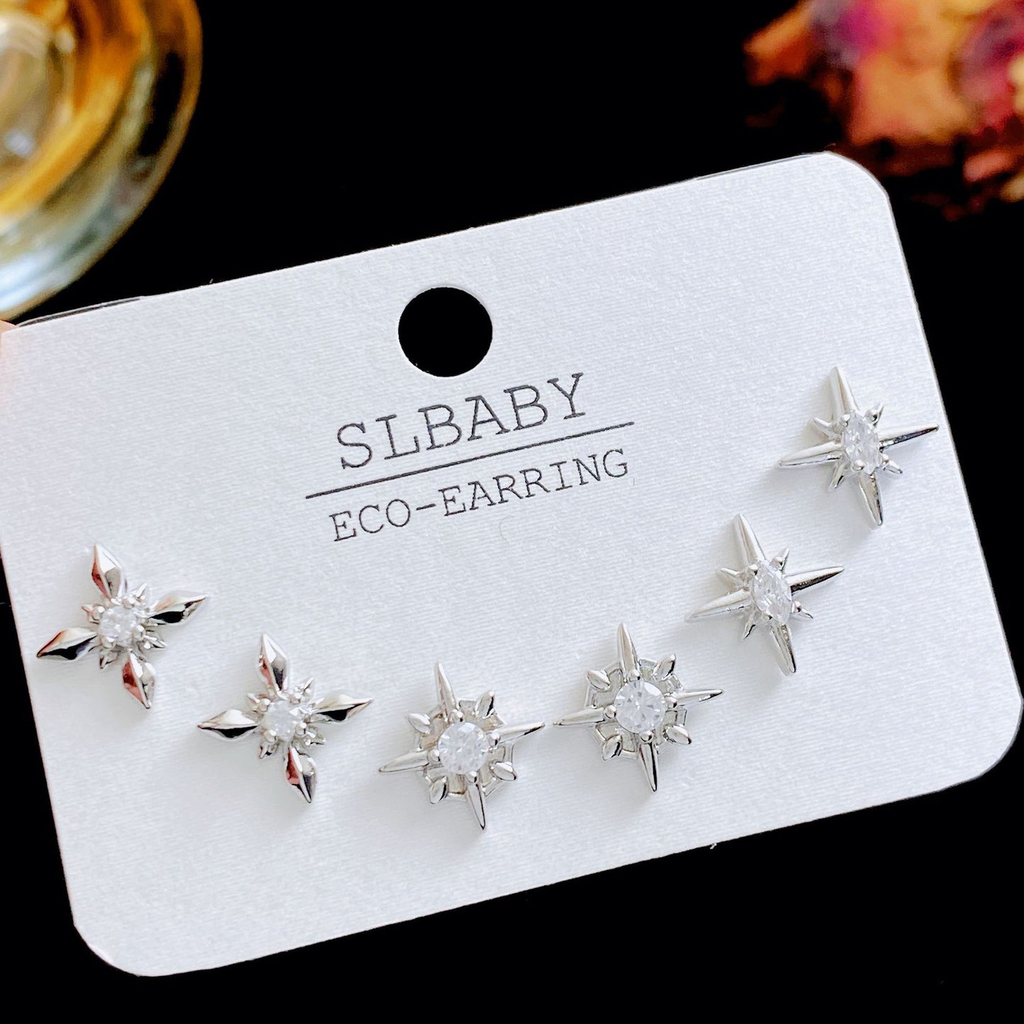 Women's Needle Simple Series Three Pairs Storage Ear Rings