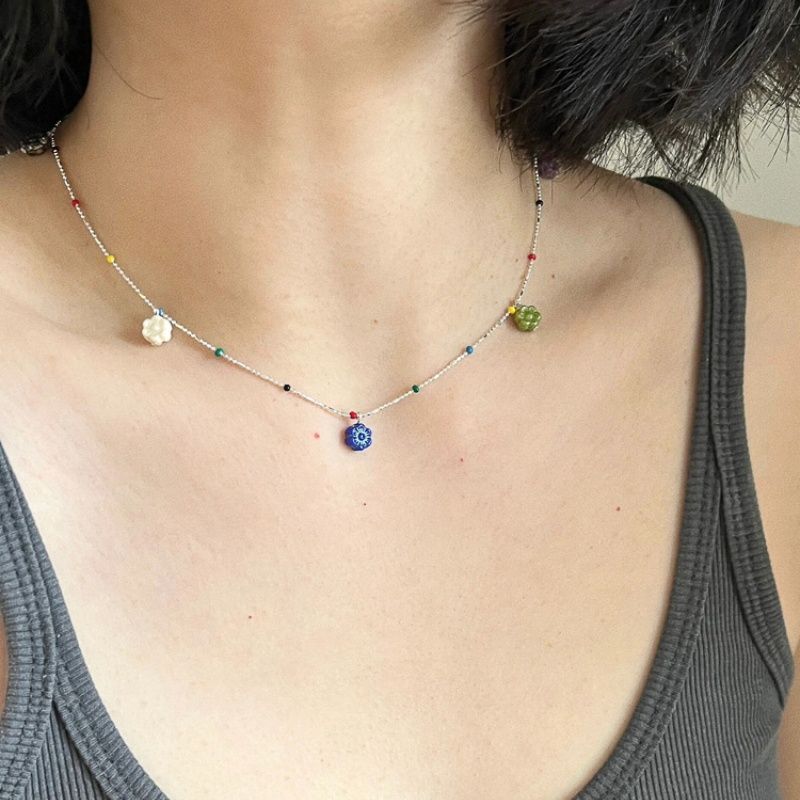 Glaze Beaded Female Cute Apple Czech Beads Necklaces