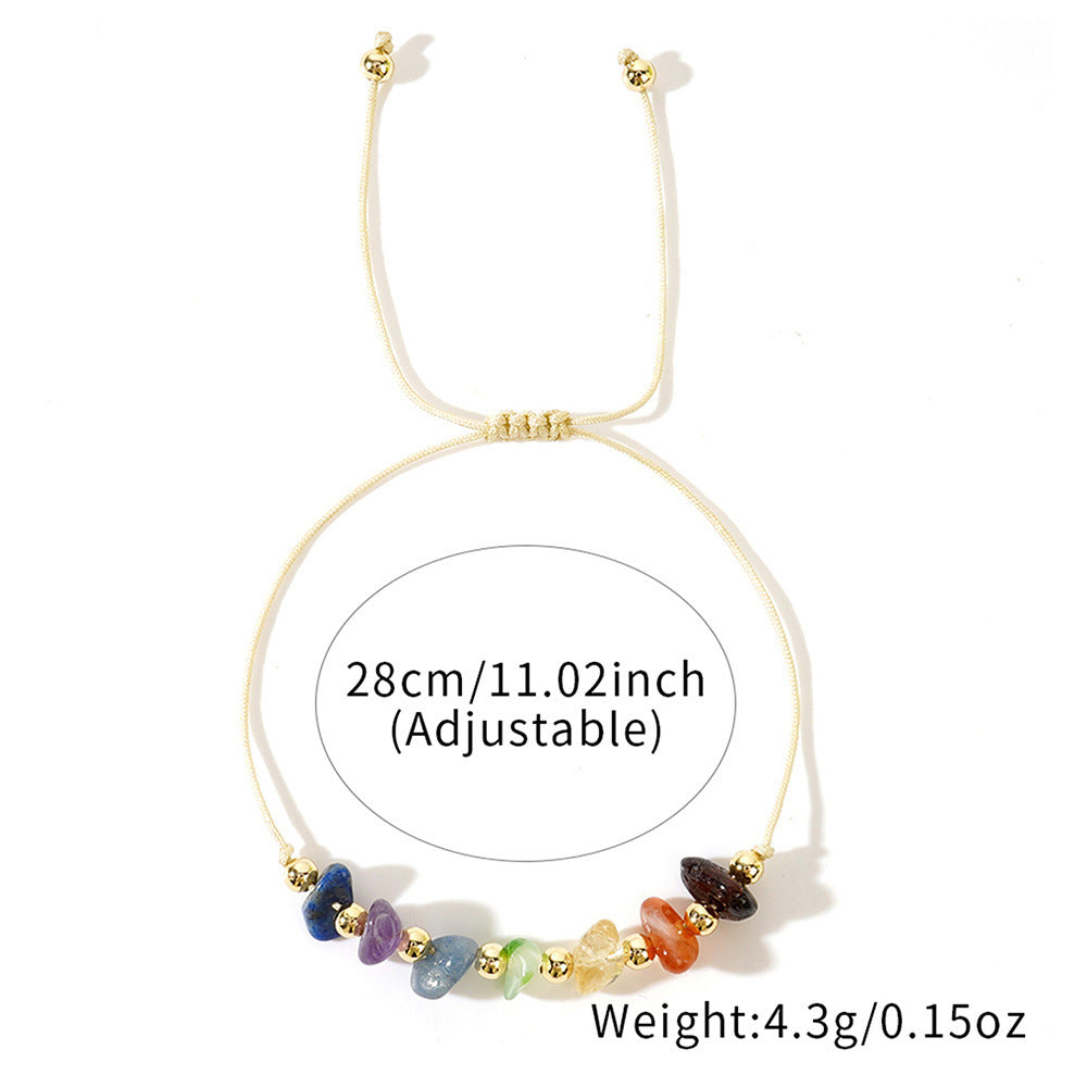 Irregular Natural Stone Colorful Hand-woven Adjustable Bracelets