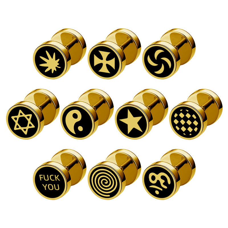Bilateral Epoxy Titanium Steel Ear Drip Bone Fake Extender Earrings