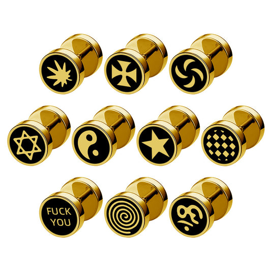 Bilateral Epoxy Titanium Steel Ear Drip Bone Fake Extender Earrings