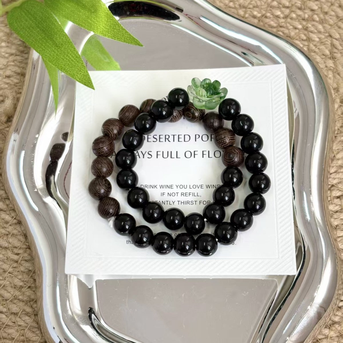 Style Twin Ebony Lotus Retro Double Stitching Bracelets