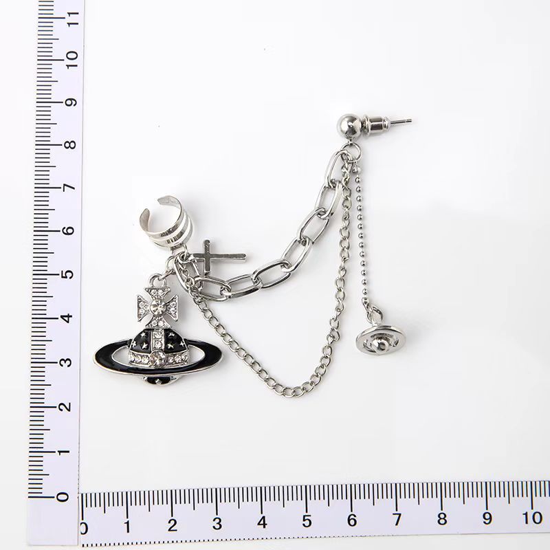 Oil Saturn Tassel Ear Clip Female Design High-grade Earrings