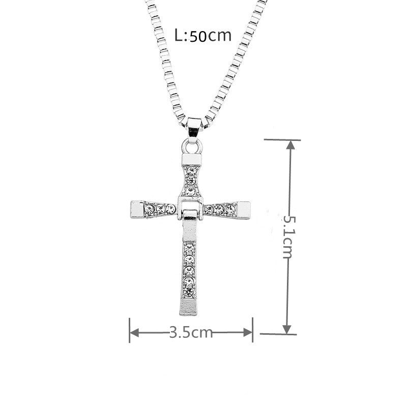 Cross Alloy Speed Passion With Diamond Necklace