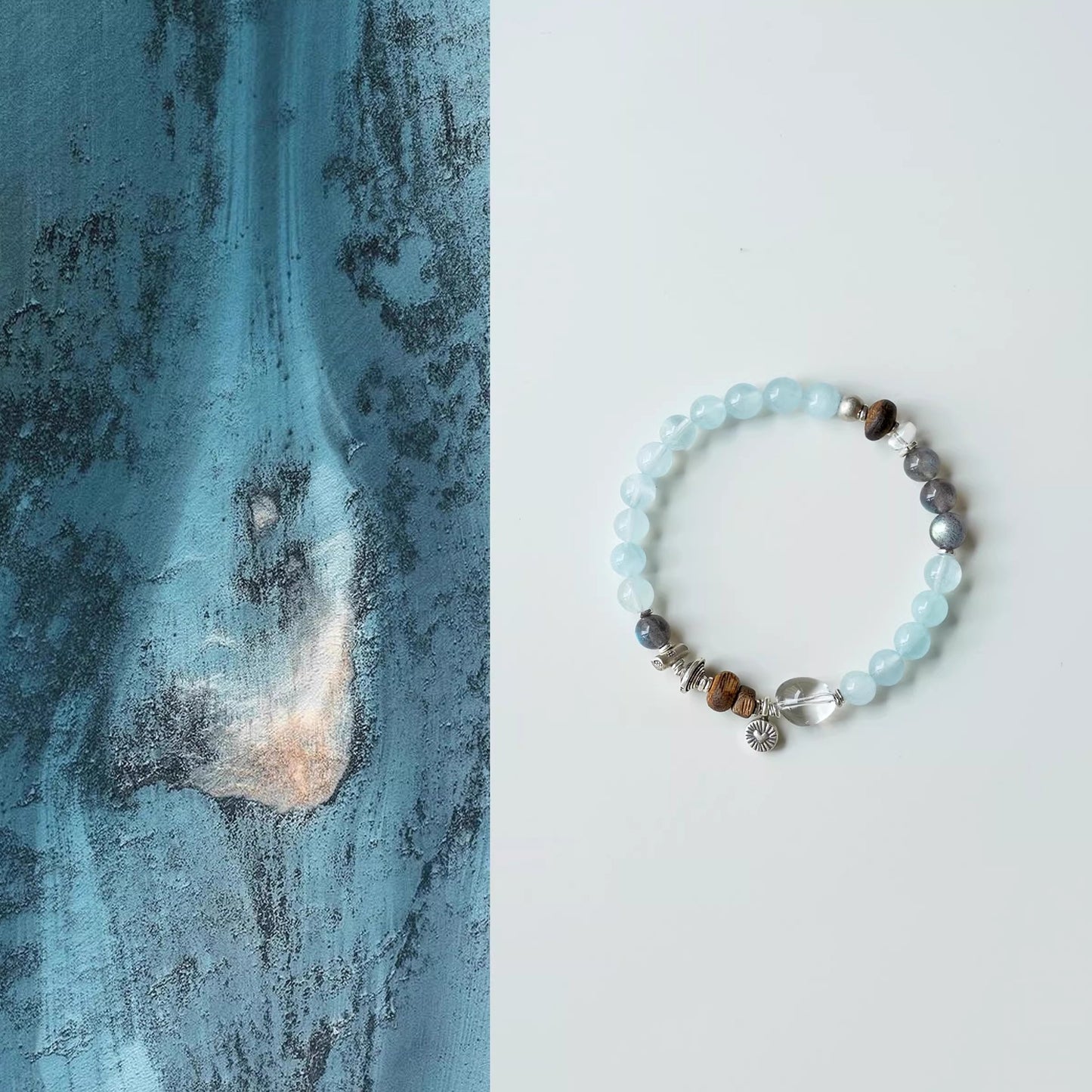 Women's Morning Natural Aquamarine Crystal Good Luck Bracelets