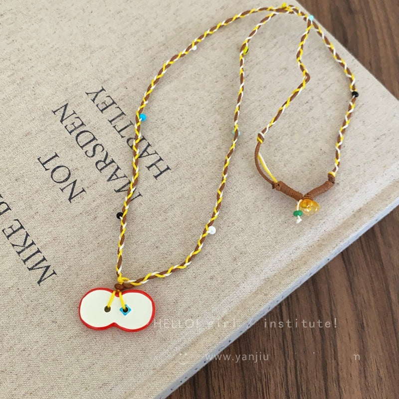 Glaze Beaded Female Cute Apple Czech Beads Necklaces