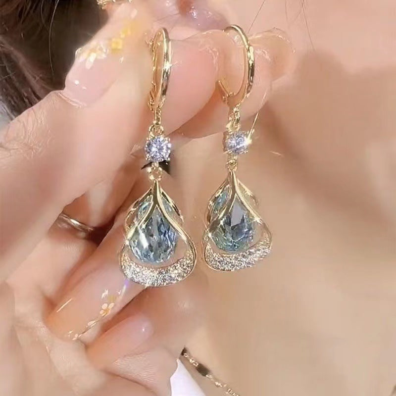 Advanced Purple Zircon Geometric Water Drop Special Earrings