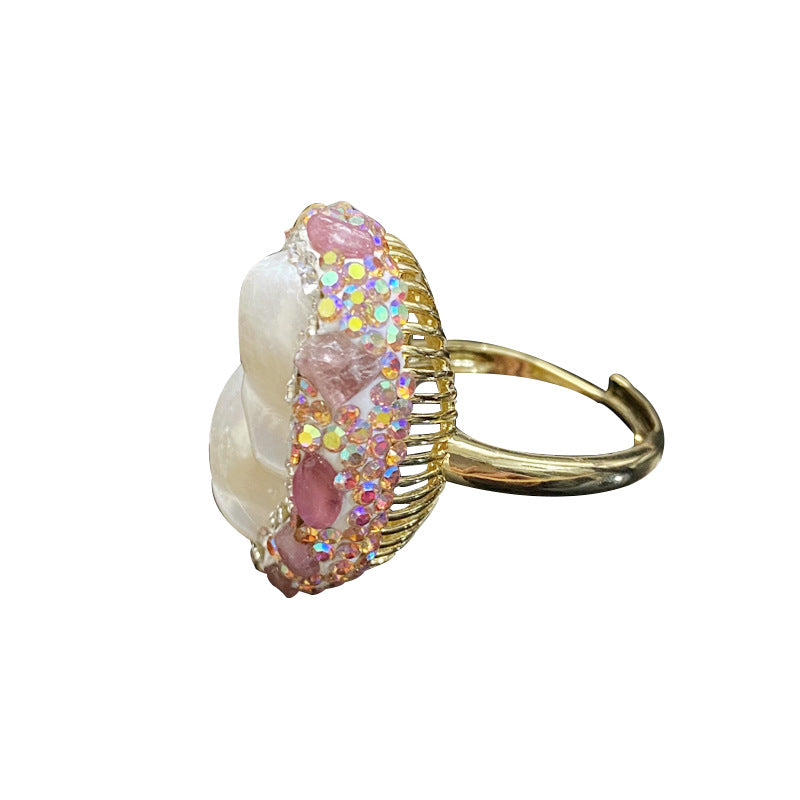 Open-end Holder Hand Inlaid Czech Brick Ring