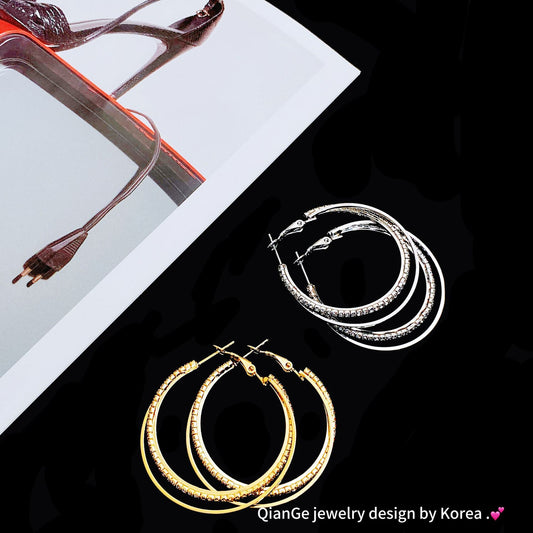 Circle Round Female Sier Needle Temperament Earrings