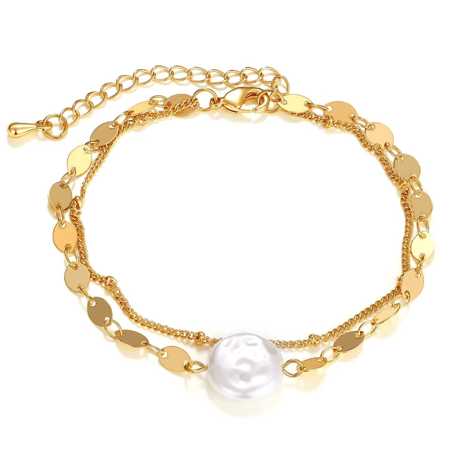 French Entry Lux Irregular Pearl Alloy Simple Bracelet