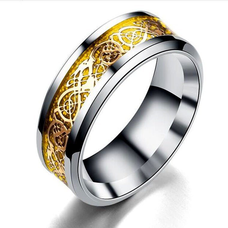 Men's Ornament Titanium Steel Stainless Dragon Pattern Rings