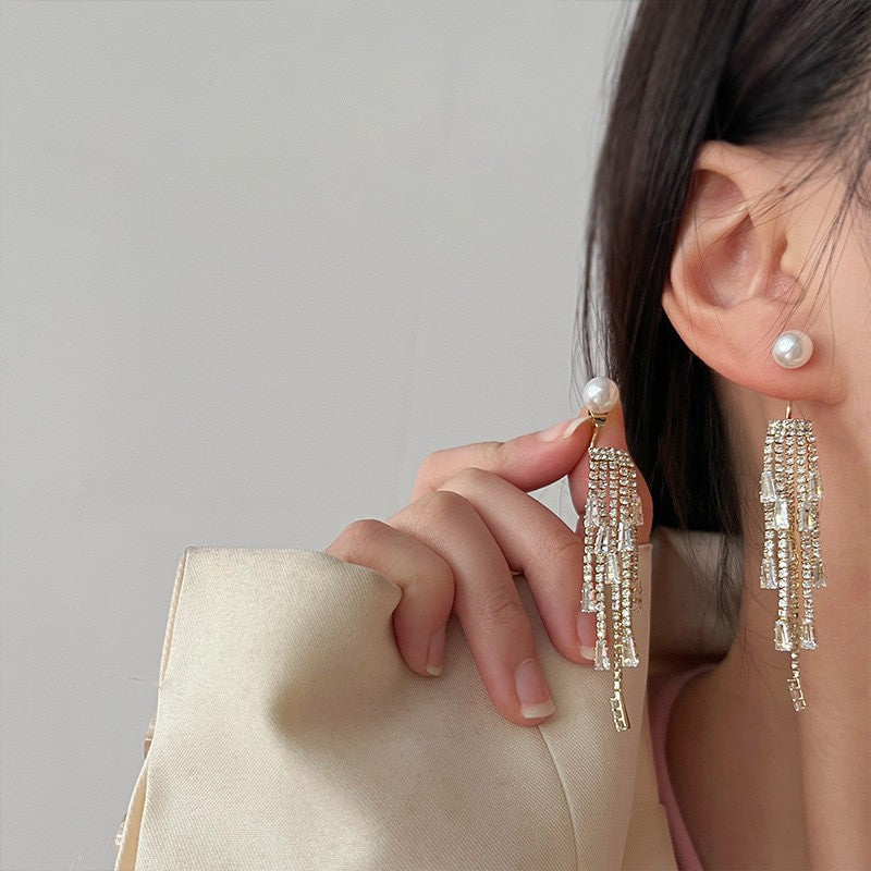 Style Pearl Tassel Female Fashion Temperament Earrings