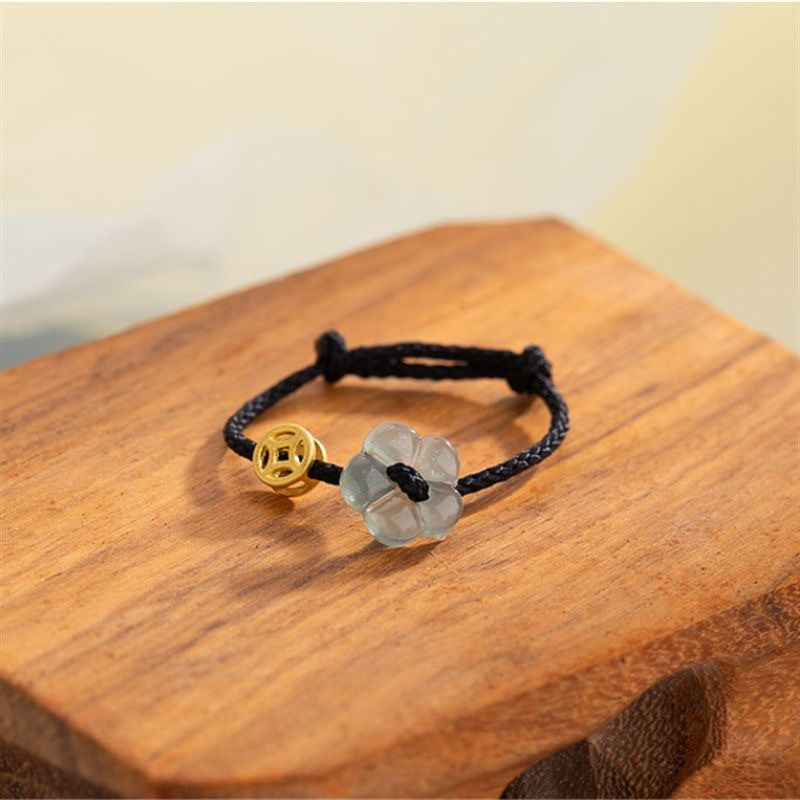 Flower Hand-woven Coin Braid Rope Niche Rings