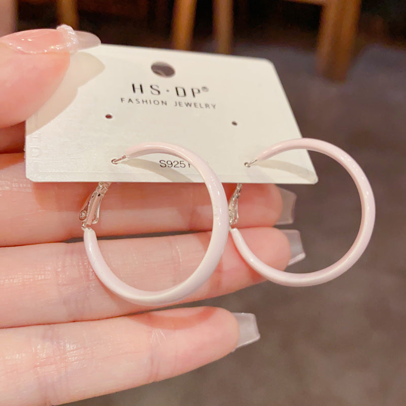 Women's Simple Dripping Oil Round Niche Personality Unique Design Light Earrings