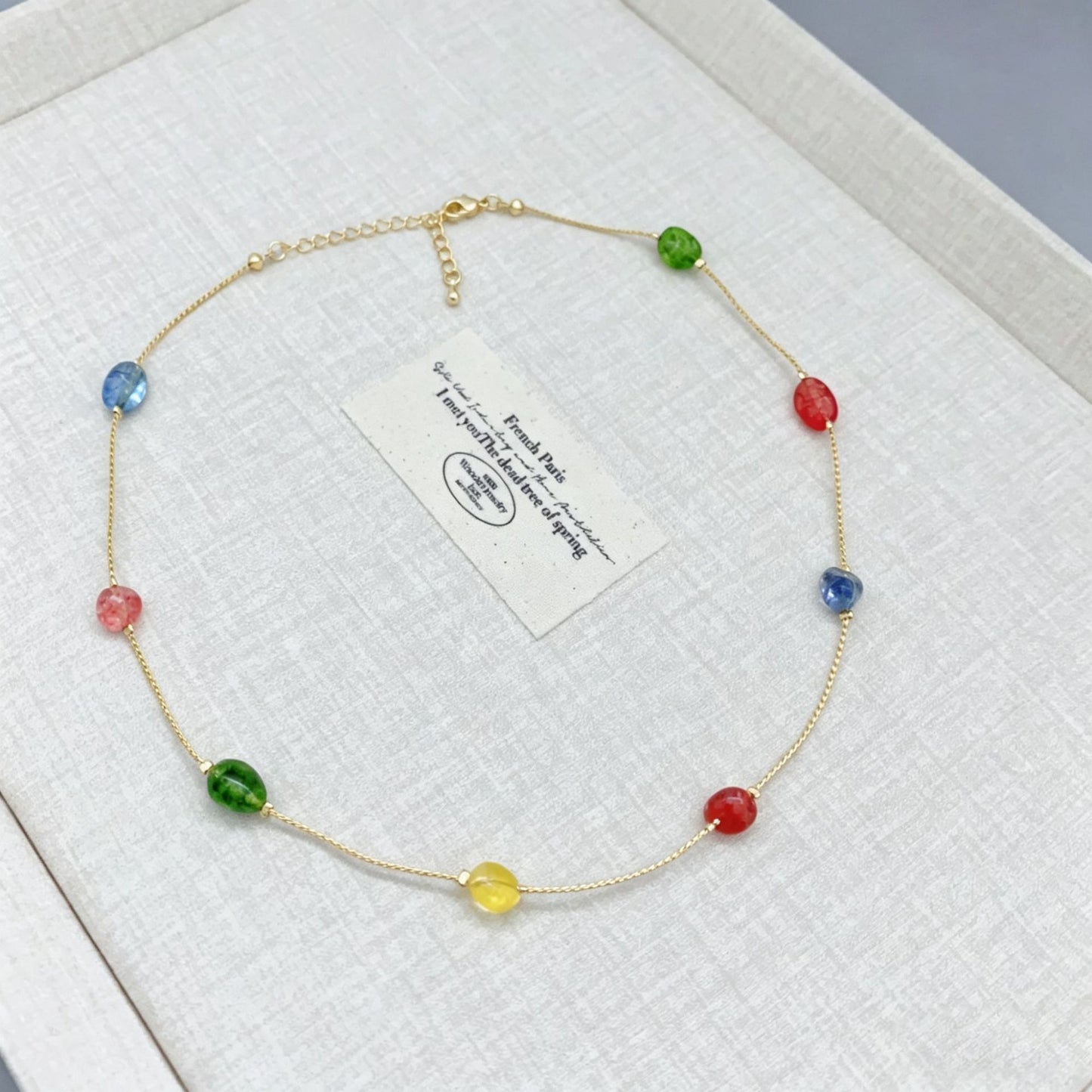 Irregular Color Crystal String Beads Gold Light Earrings