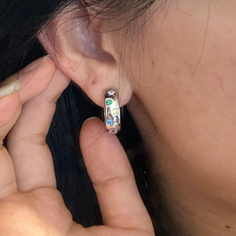 Color Zirconium Clip Female Light Luxury Minority Upon Ear Buckle