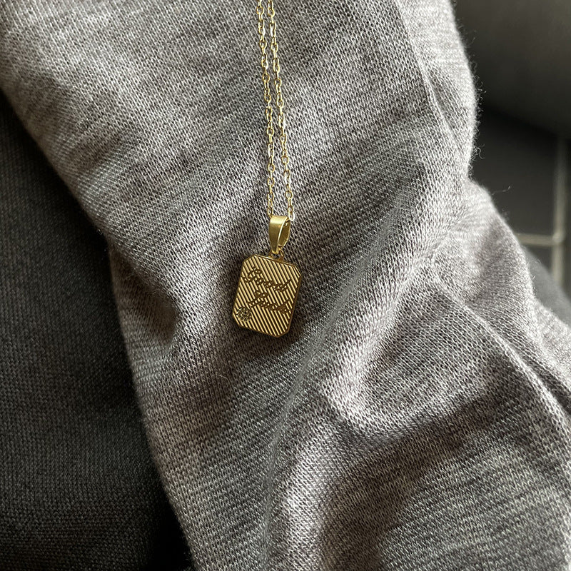 No Fading Chain Heart-shaped Double-sided Square Necklaces