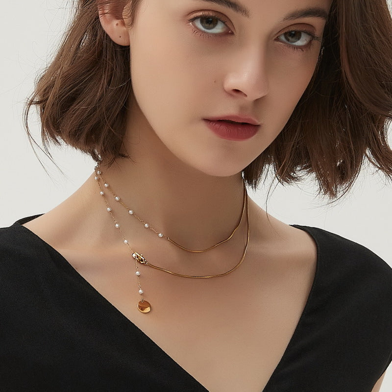 Women's Gold Plated Long Fringe Bead Necklaces