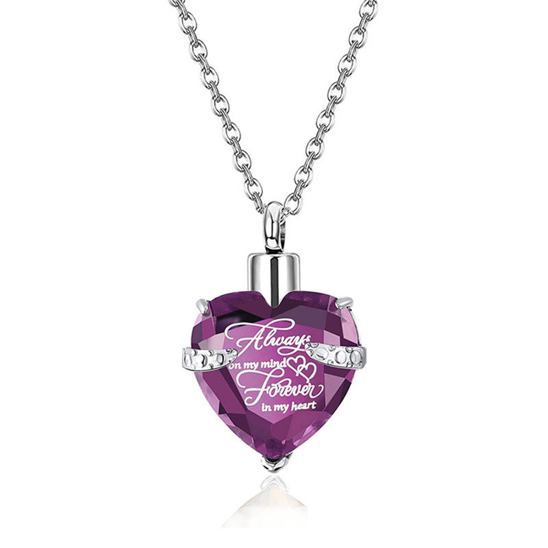 Heart-shaped Crystal Month Birthday Stone Casket Pendants