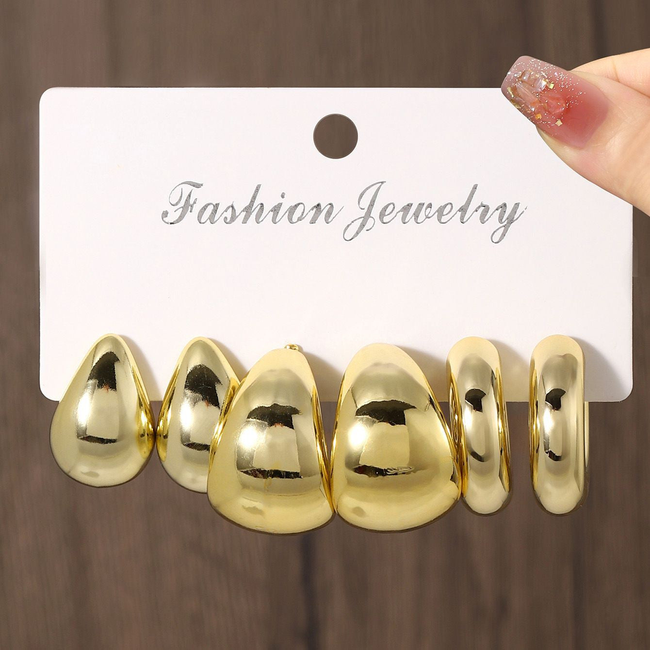 Women's Gold Geometric Fashionable High Sense Combination Earrings