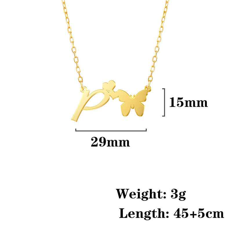 Stainless Steel Butterfly Love Letter High-grade Clavicle Pendants