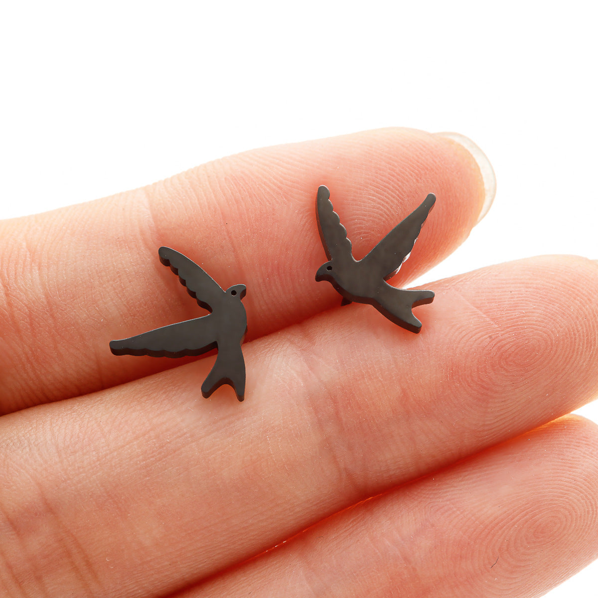 Small Animal Cat Plaid Bird Ear Geometry Stud Earrings